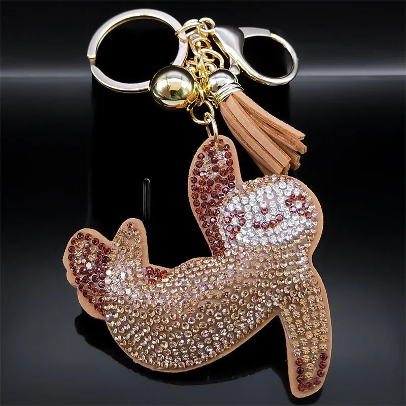 Ladybug Tassel Crystal Keychain Bag Charm for Women/Men Ladybird Key Chain Accessories Jewelry llaveros para mujer lujo K2871S01