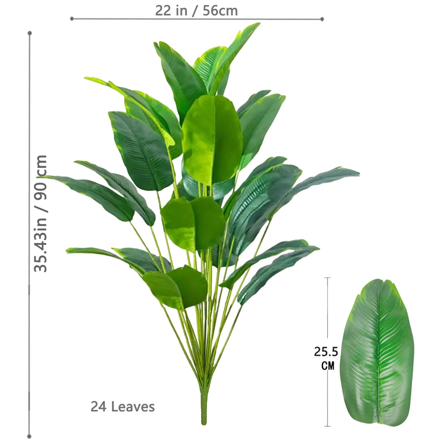 65-120cm （47.2in） Large Tropical Palm Tree Fake Banana Plant Leaves Real Touch Strelitzia Reginae Plastic Plant for Home Garden