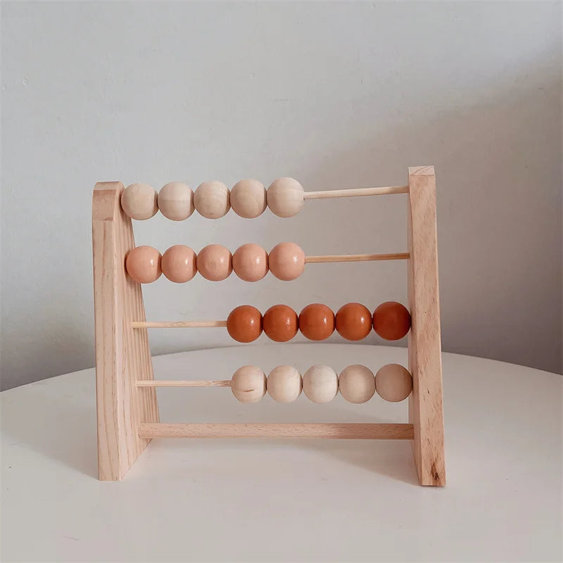 Natural Wooden Abacus With Beads Kids Room Desktop Decor Baby Early Learning Educational Toys Girl Boy Room Craft Ornament Gifts