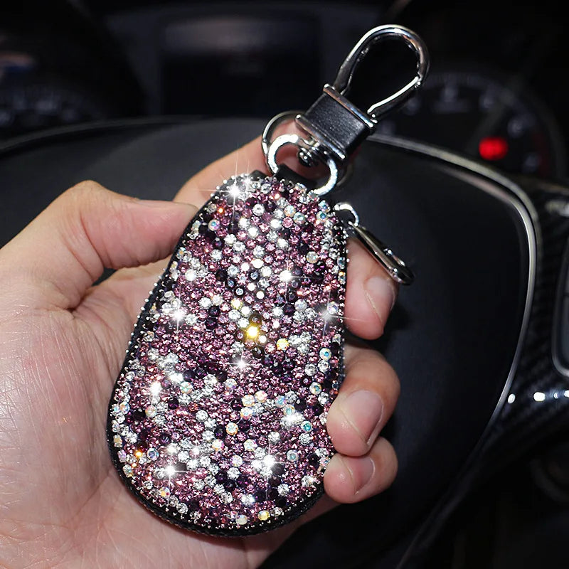 Universal Diamond Car Key Holder Storage Case Luxury Crystal Keychains Key Cover Bag Wallet for BMW Lada Benz Keychain