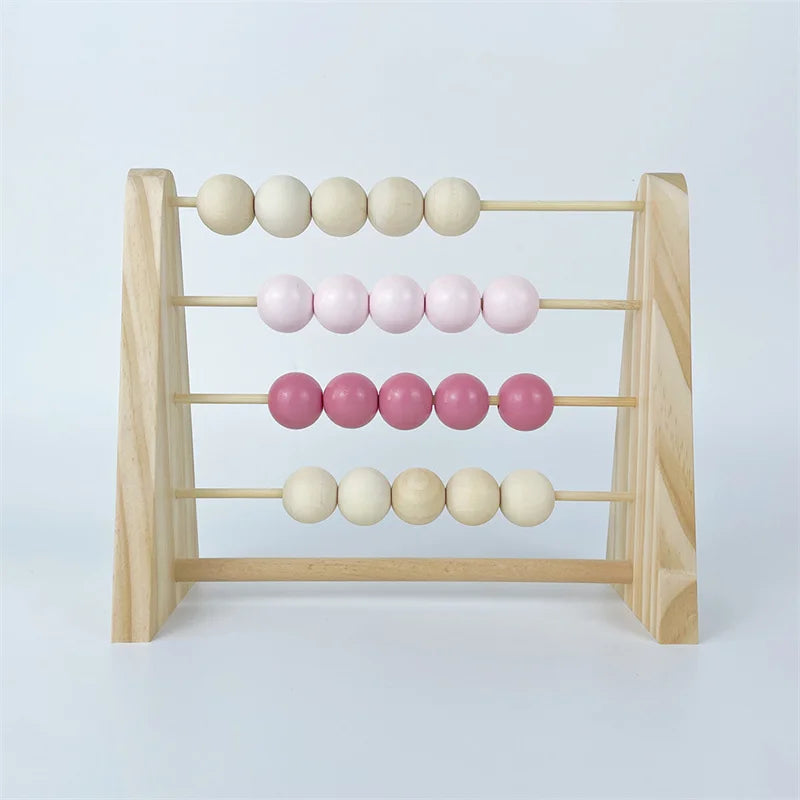 Natural Wooden Abacus With Beads Kids Room Desktop Decor Baby Early Learning Educational Toys Girl Boy Room Craft Ornament Gifts