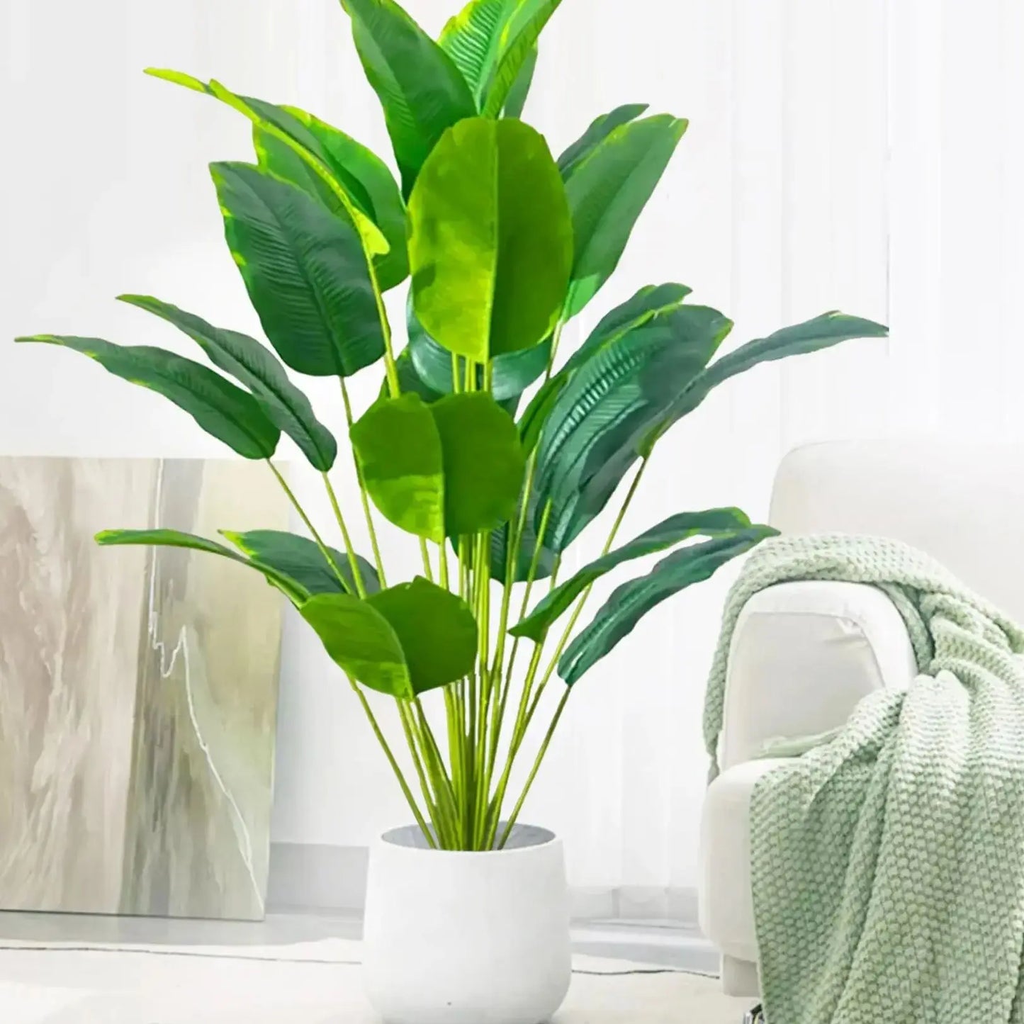 65-120cm （47.2in） Large Tropical Palm Tree Fake Banana Plant Leaves Real Touch Strelitzia Reginae Plastic Plant for Home Garden