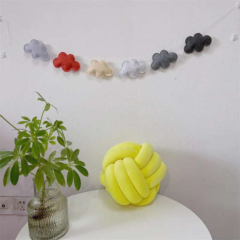 Nordic Felt Cloud Garlands String Wall Hanging Ornaments Baby Bed Kids Room Decoration Nursery Decor Photo Props Party Banner