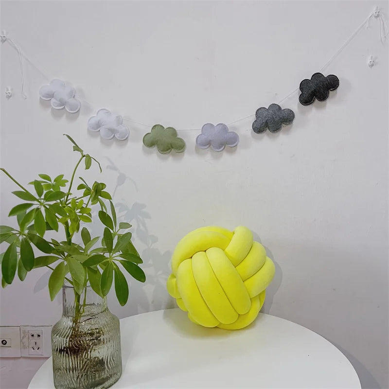 Six Felt Cloud Garlands String Wall Hanging Decor Baby Bed Kids Room Decoration Nursery Ornament Photo Props Party Banner