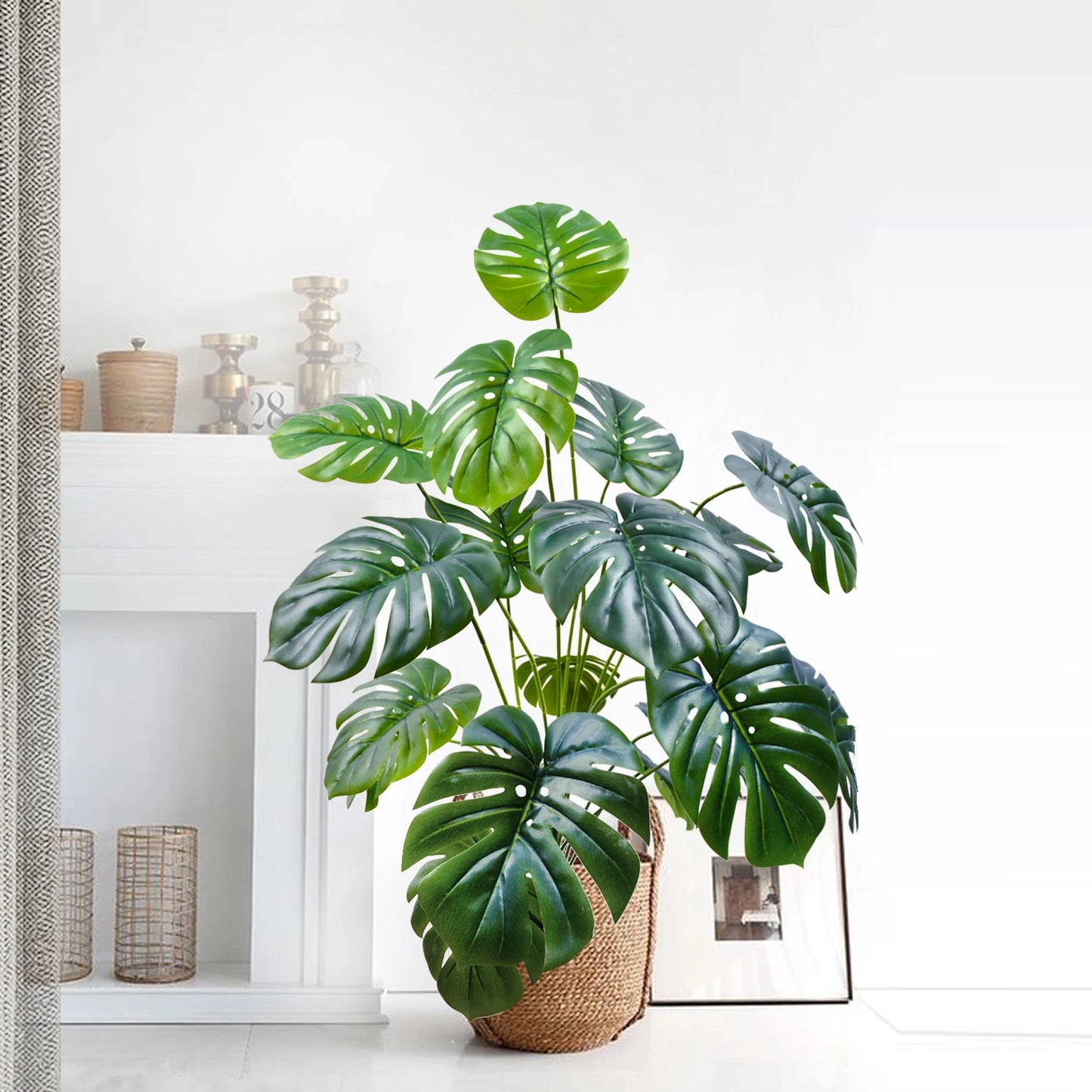 52-100cm(39.4in)  Artificial Monstera Plant Fake Palm Tree Plastic Turtle Leaf Green Plant for Home Garden Room Office Decor