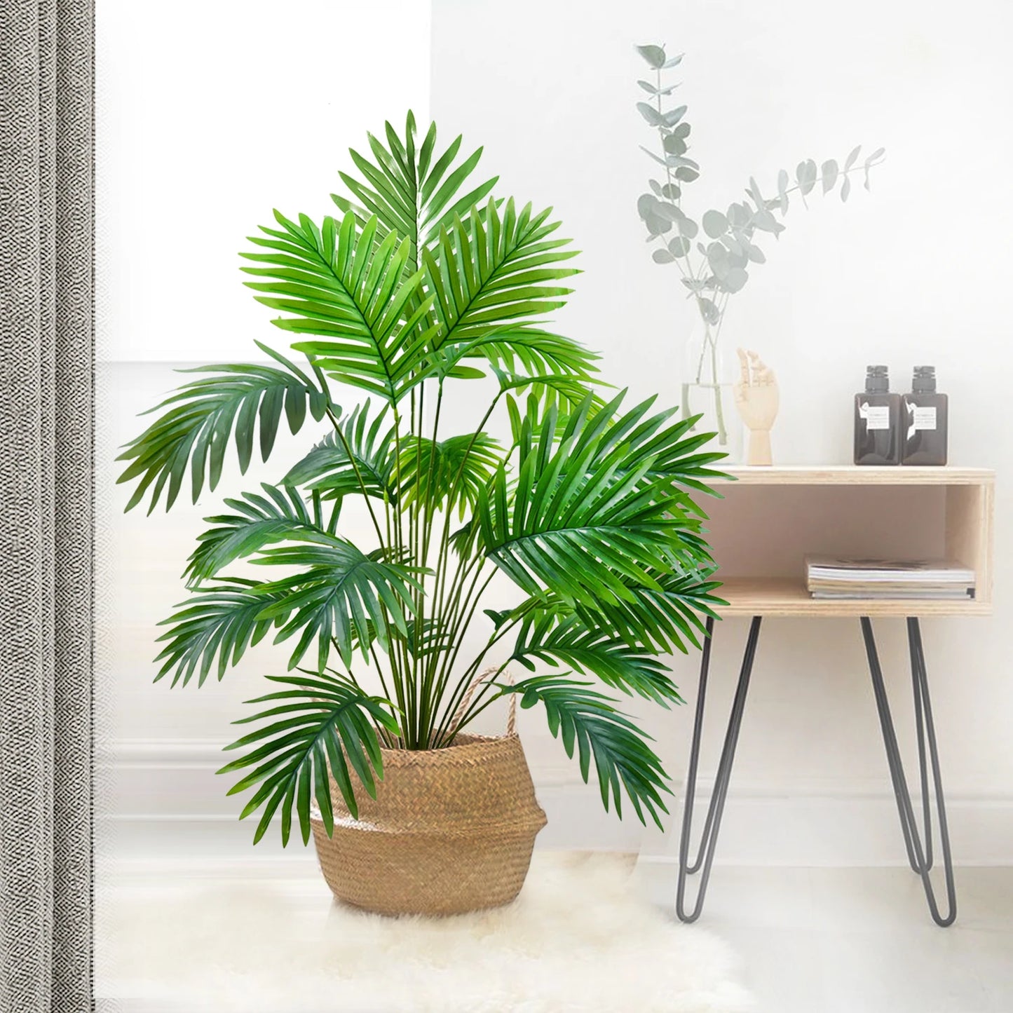 125cm(49.2in ) Artificial Large Fake Palm Tree Areca Palm Artificial Tropical Plant Plastic for Home Garden Decoration