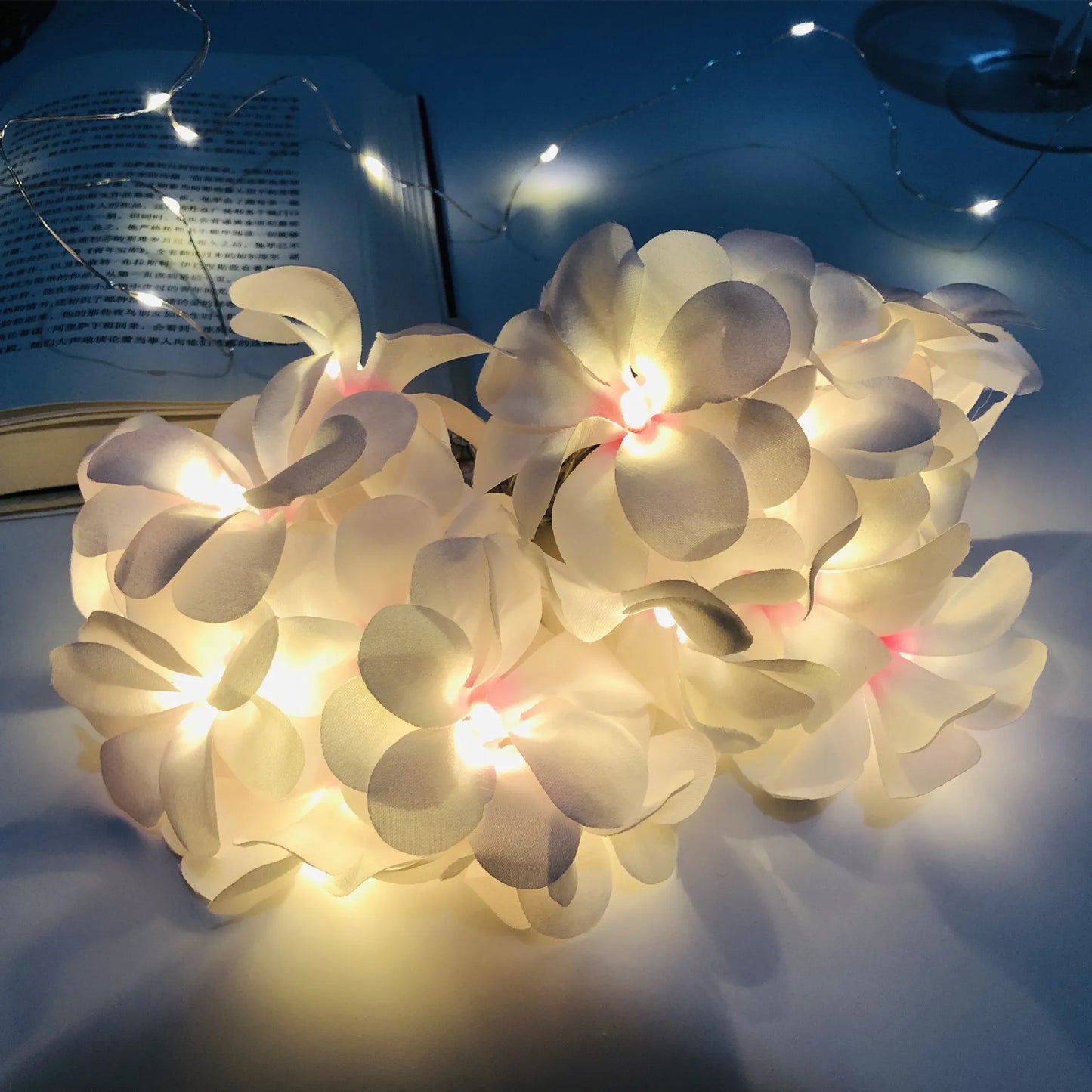 10/20Leds White 1.5/3Meter Rose Flower String with Lights Wedding Table Centerpieces Decorations Glowing Artificial Rose Garland