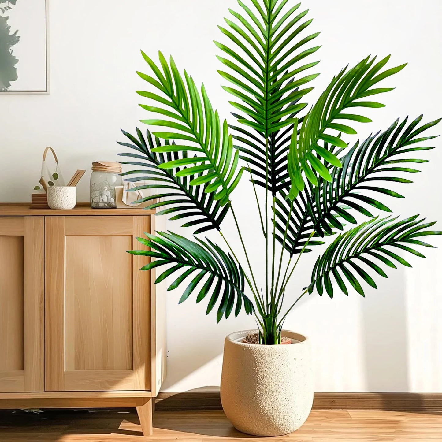 125cm(49.2in ) Artificial Large Fake Palm Tree Areca Palm Artificial Tropical Plant Plastic for Home Garden Decoration