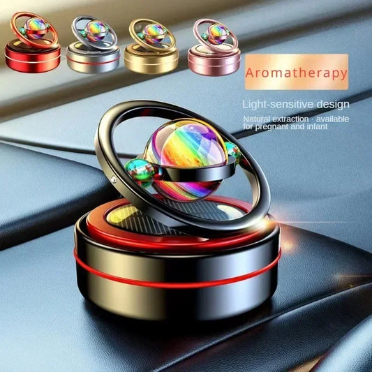 Portablecar Air Fresheners Perfume Diffuser Double Ring Auto Rotating Solar Mini Kinetic Car Aromatherapy Room Car Air Freshener