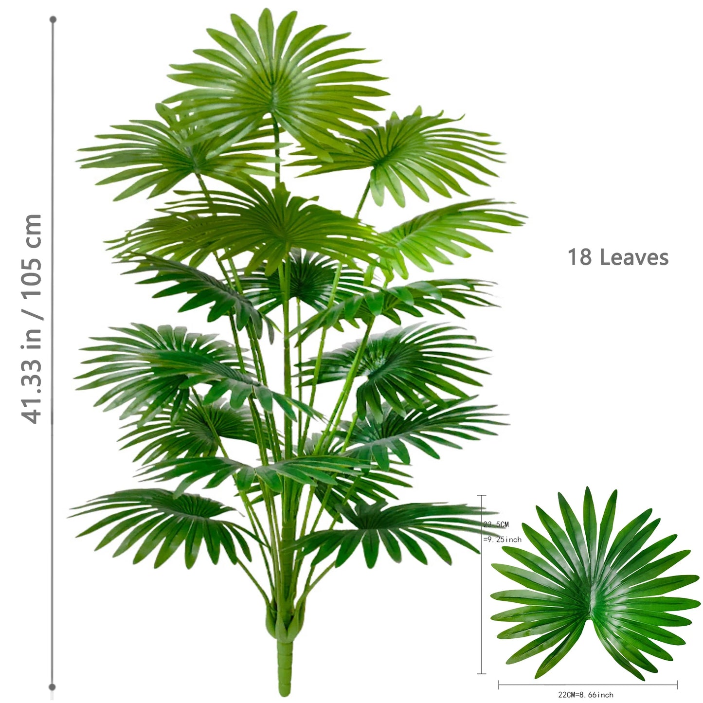 80 cm (31.5 in) 15-leaf artificial fan leaf tropical plant large fake palm office home holiday decoration