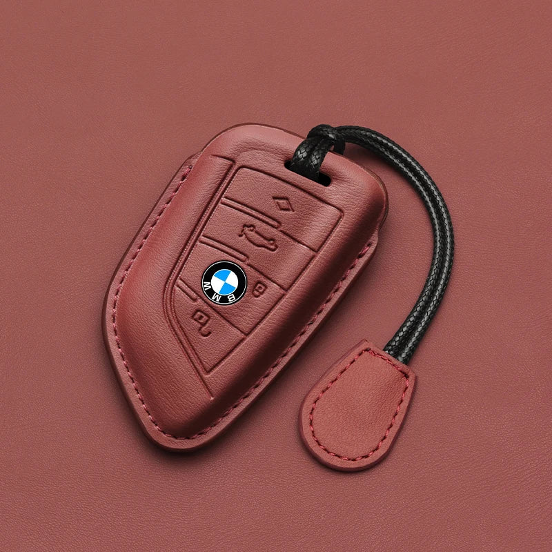 Leather Car Key Case Same color interior For BMW X1 X3 X4 X5 X6 F15 F16 G30 3 5 7 Series G11 F48 Accessories  Keychain