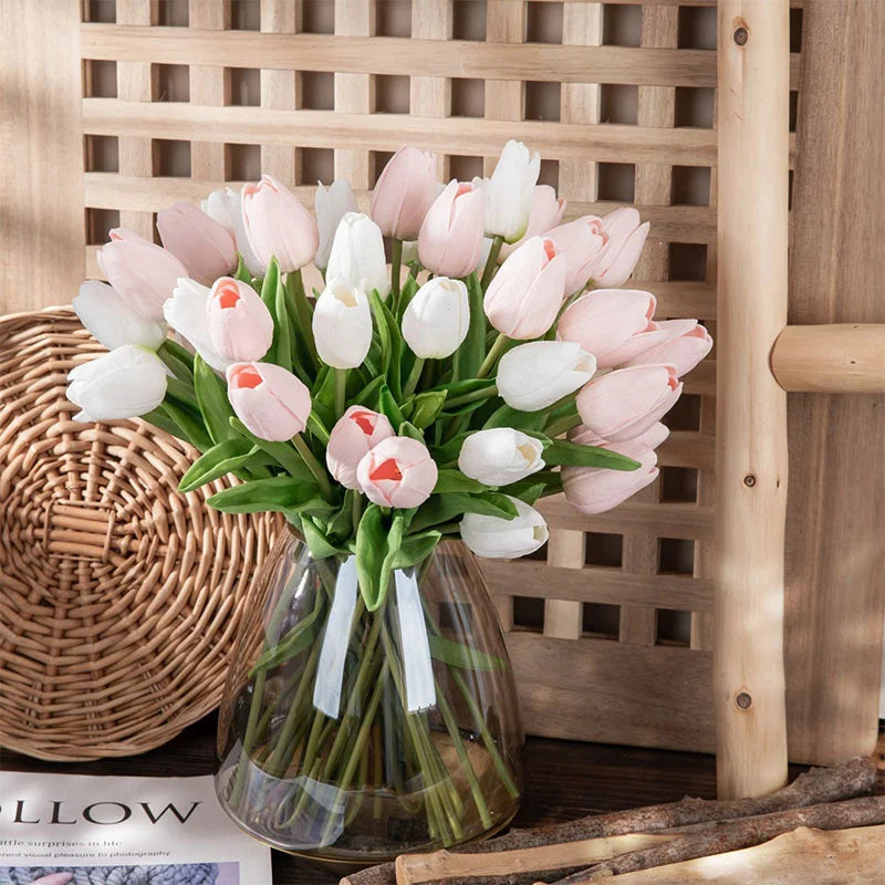 3/5PCS Tulip Artificial Flowers Real Touch Bouquet Fake Flowers Decoration for Wedding Supplies Home Decor Valentines Flowers