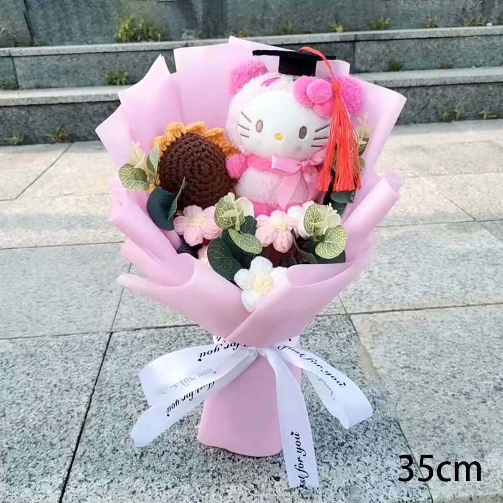 Hello Kitty Cartoon Plush Bouquet  Anime  Rose Soap Flowers  Doll Home Wedding Decoration Christmas Valentine's Day Gift