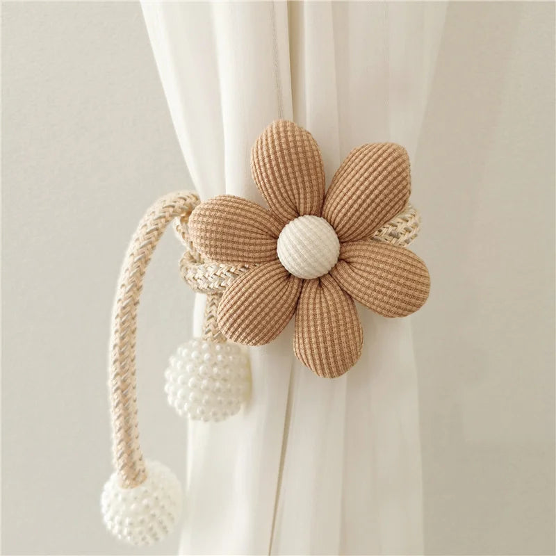 Flower pearl clasp Tieback Window Curtain Buckle Clip Kids Room Hanging Curtain Holders Tie Backs Curtain Accessories Home Decor