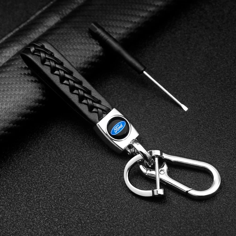 Luxury Leather Car Logo Keychain Key Rings Key Holder Auto Accessories For Ford Ranger Focus Kuga Mustang Mondeo Fusion Esco