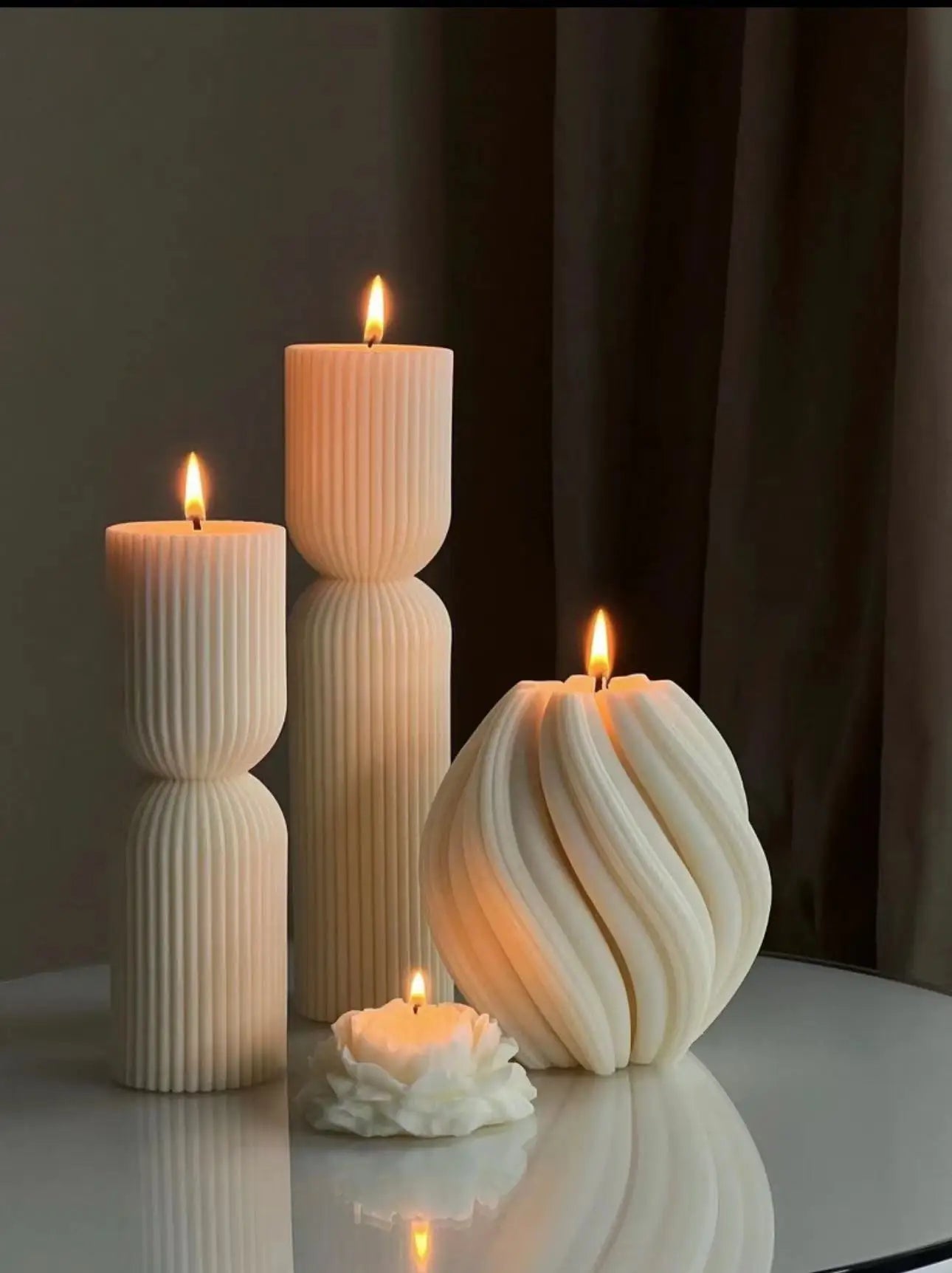 Nordic Large Home Decorative Candles Geometric Art Swirl Scented Candles Room Decors White Aesthetic Luxury Decoration Candle