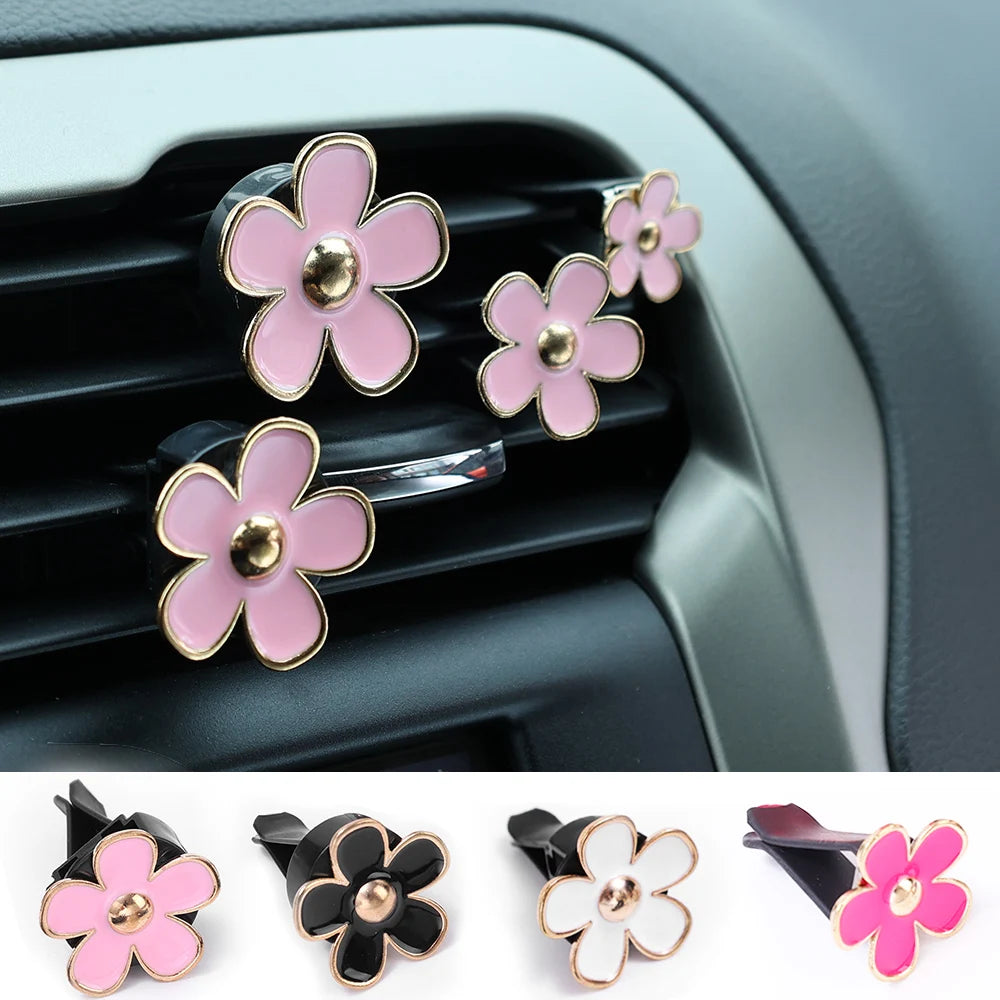 4Pcs/Set Car Outlet Vent Perfume Clips Car Air Freshener Conditioning Aromatherapy Small Daisy Interior Decoration Accessories