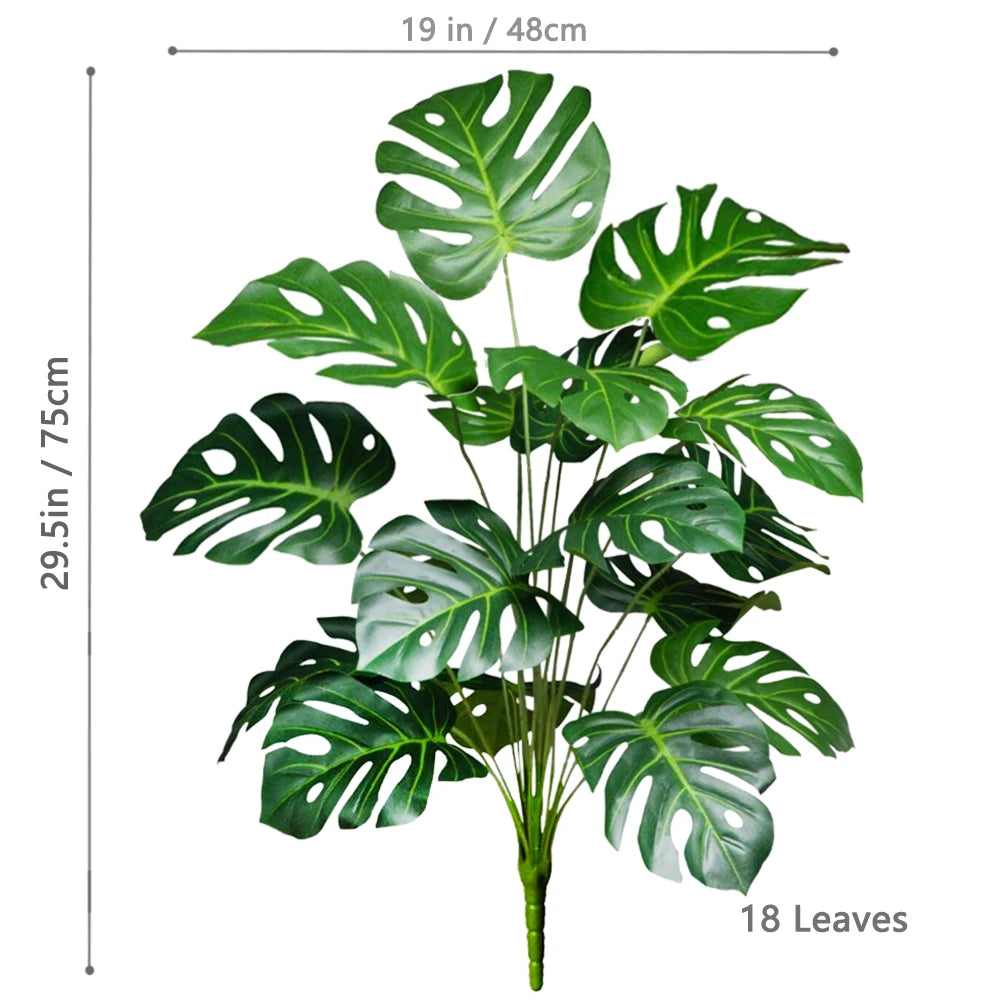 52-100cm(39.4in)  Artificial Monstera Plant Fake Palm Tree Plastic Turtle Leaf Green Plant for Home Garden Room Office Decor