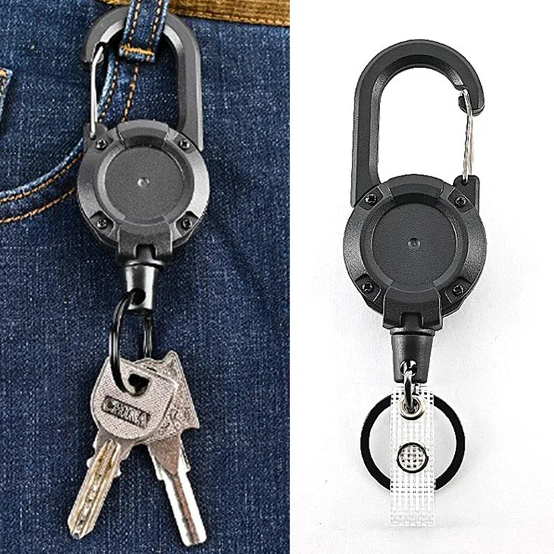 1Pcs Anti-theft Metal Easy-to-pull Buckle Rope Elastic Keychain Sporty Retractable Key Ring Anti Lost Yoyo Ski Pass ID Card