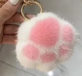 Women's Lovely Cat Paw Faux Fur Keychain Charm Fashion Plush Bear Paw Car Key Chain Bag Pendant Keyrings Party Favor Jewelry