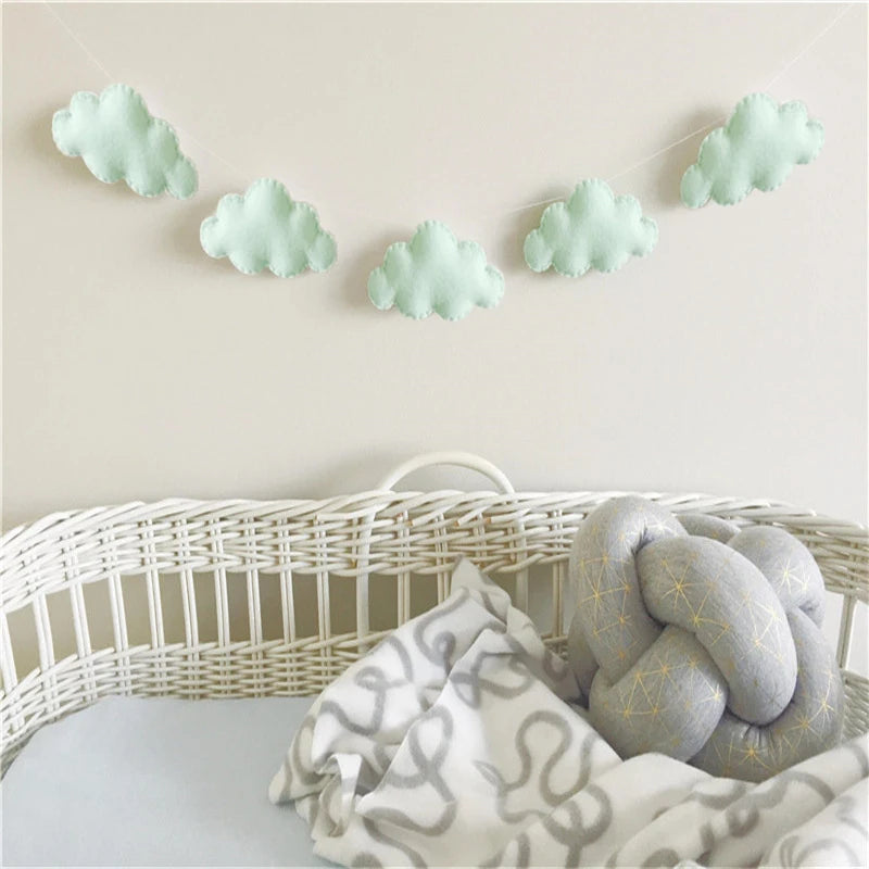 Nordic Felt Cloud Garlands String Wall Hanging Ornaments Baby Bed Kids Room Decoration Nursery Decor Photo Props Party Banner