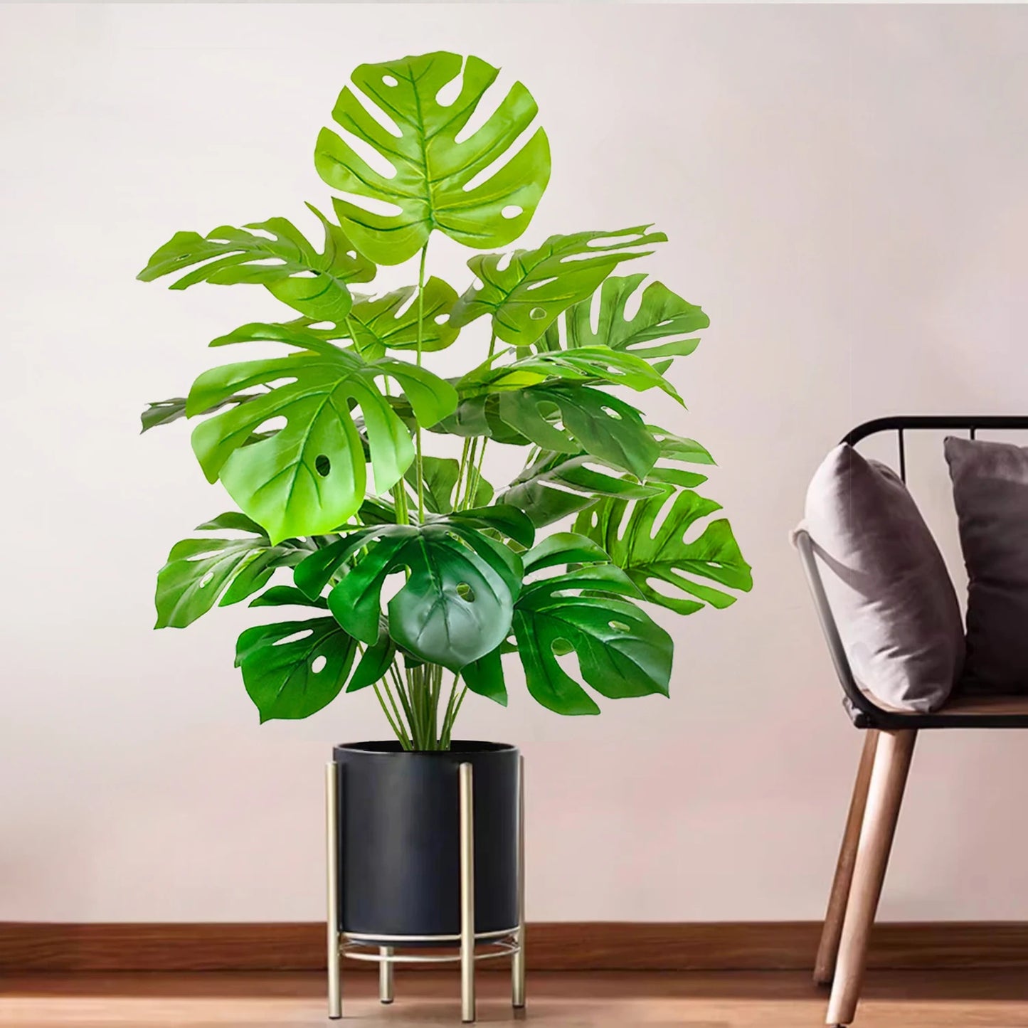 52-100cm(39.4in)  Artificial Monstera Plant Fake Palm Tree Plastic Turtle Leaf Green Plant for Home Garden Room Office Decor