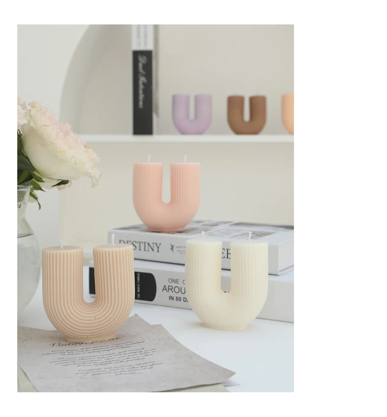 New U-Shaped Scented Candles for Home Decoration Geometric Rainbow Bridge Candle Room Decor Aroma Candles Room Decorative Velas