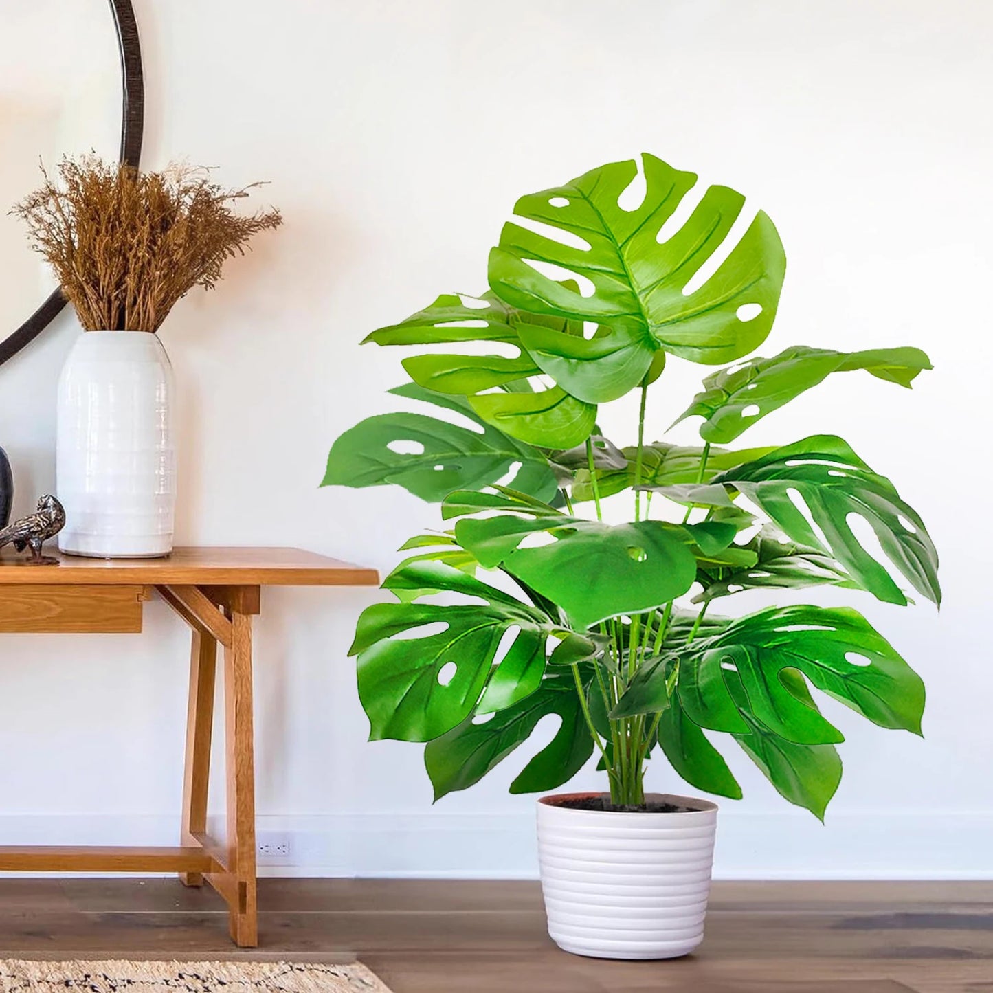 52-100cm(39.4in)  Artificial Monstera Plant Fake Palm Tree Plastic Turtle Leaf Green Plant for Home Garden Room Office Decor