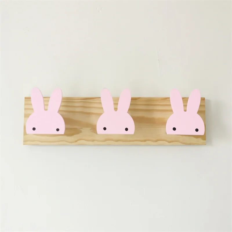 Nordic Wall Mounted Hooks Girls Boys Bedroom Decoration Pink Bow Crown Animal Coat Rack Hat Holder Nursery Wall Decor Organizer