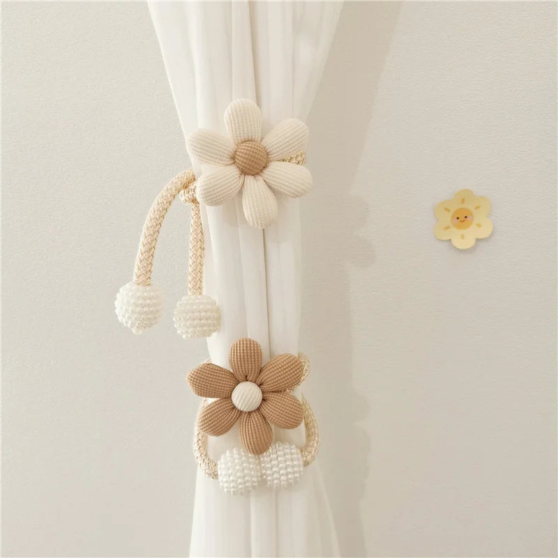 Flower pearl clasp Tieback Window Curtain Buckle Clip Kids Room Hanging Curtain Holders Tie Backs Curtain Accessories Home Decor