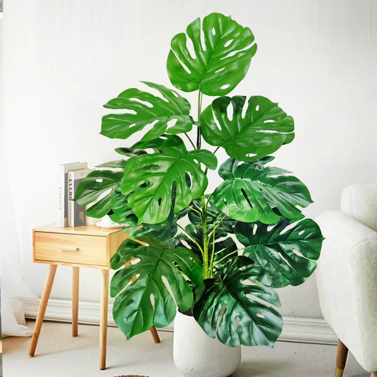 52-100cm(39.4in)  Artificial Monstera Plant Fake Palm Tree Plastic Turtle Leaf Green Plant for Home Garden Room Office Decor