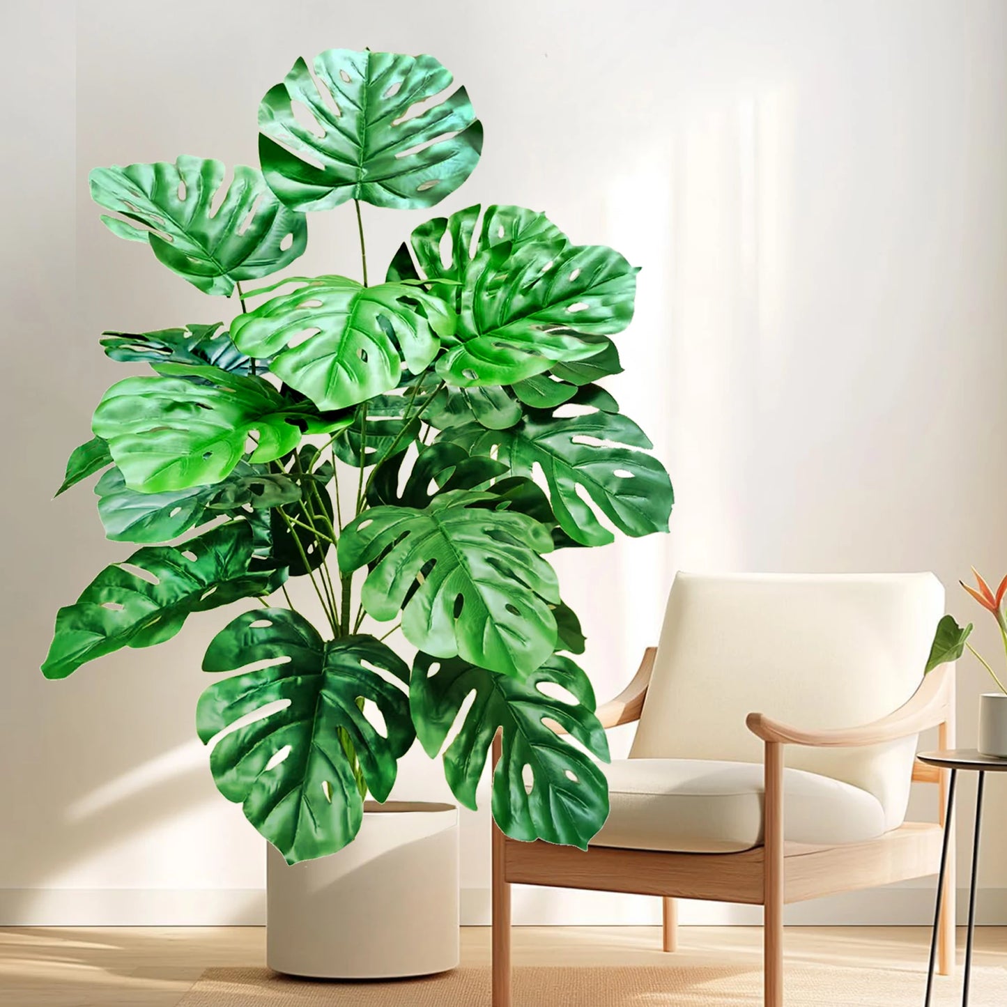 52-100cm(39.4in)  Artificial Monstera Plant Fake Palm Tree Plastic Turtle Leaf Green Plant for Home Garden Room Office Decor