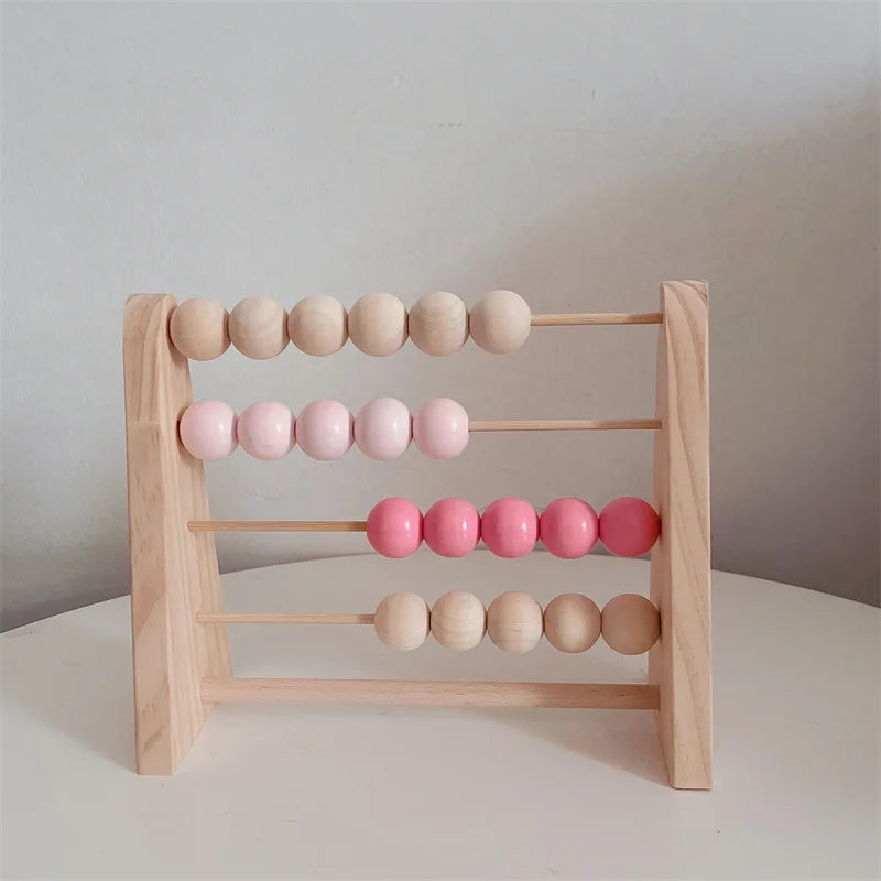 Natural Wooden Abacus With Beads Kids Room Desktop Decor Baby Early Learning Educational Toys Girl Boy Room Craft Ornament Gifts