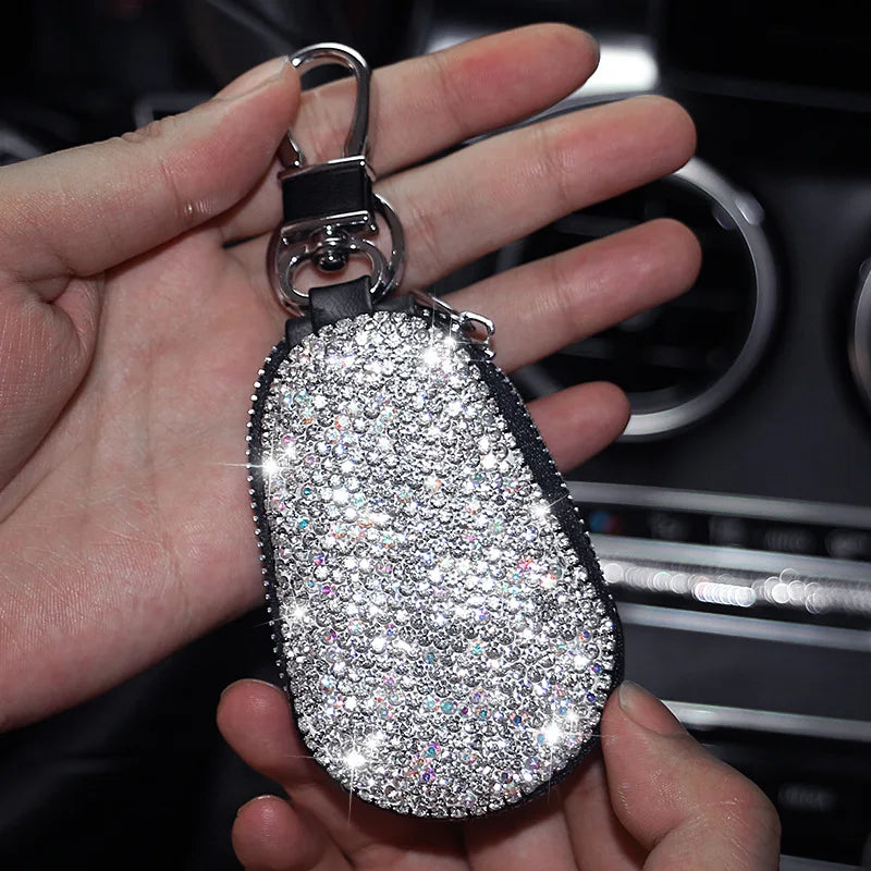 Universal Diamond Car Key Holder Storage Case Luxury Crystal Keychains Key Cover Bag Wallet for BMW Lada Benz Keychain