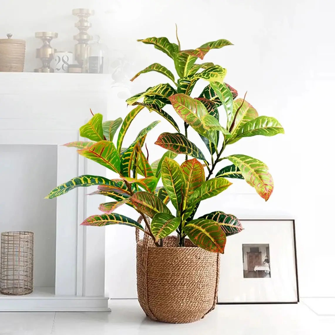 32cm Artificial Plant Color Changing Wood Sprinkled Golden Banyan Tree Tropical Plant Home Decor