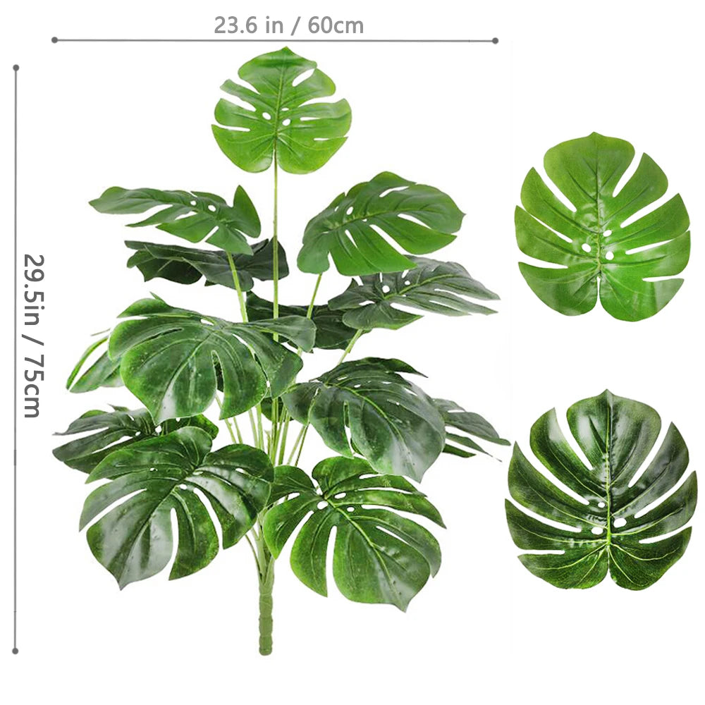 52-100cm(39.4in)  Artificial Monstera Plant Fake Palm Tree Plastic Turtle Leaf Green Plant for Home Garden Room Office Decor