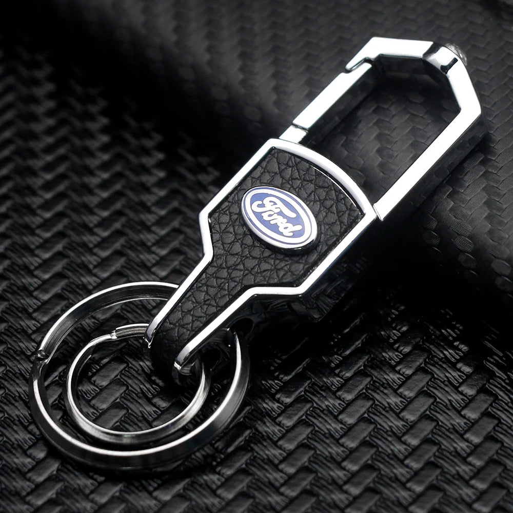 Luxury Leather Car Logo Keychain Key Rings Key Holder Auto Accessories For Ford Ranger Focus Kuga Mustang Mondeo Fusion Esco