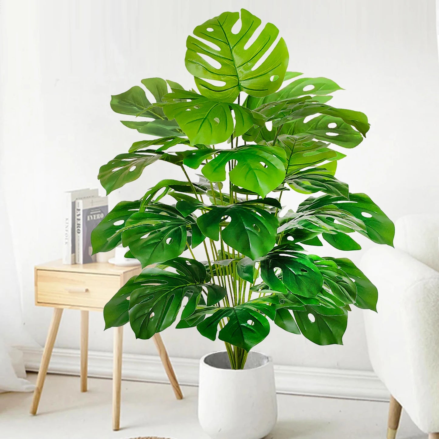 52-100cm(39.4in)  Artificial Monstera Plant Fake Palm Tree Plastic Turtle Leaf Green Plant for Home Garden Room Office Decor