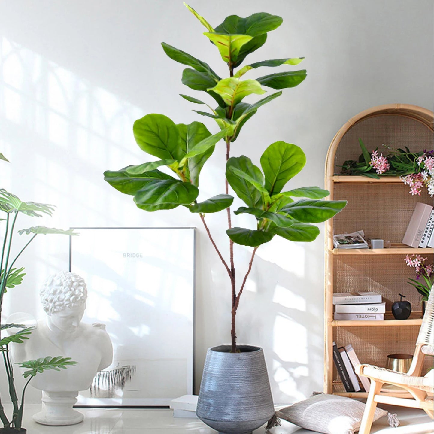 76-135 cm（53.1in）Artificial Magnolia  Tree Rubber Fig Plants for Outdoor Patio Garden Balcony Indoor Home And Office Decorations