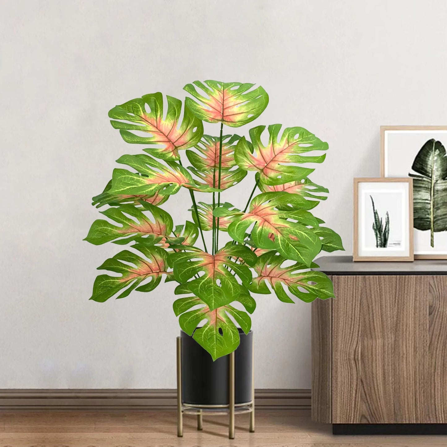 52-100cm(39.4in)  Artificial Monstera Plant Fake Palm Tree Plastic Turtle Leaf Green Plant for Home Garden Room Office Decor