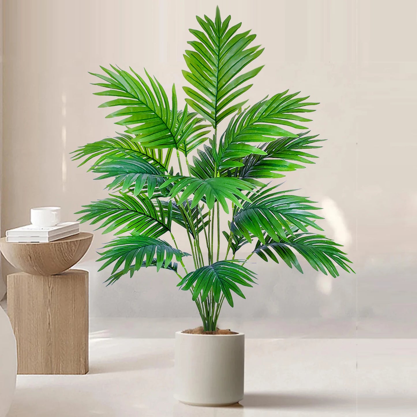 125cm(49.2in ) Artificial Large Fake Palm Tree Areca Palm Artificial Tropical Plant Plastic for Home Garden Decoration