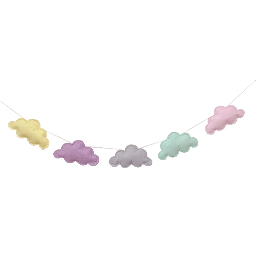 Nordic Felt Cloud Garlands String Wall Hanging Ornaments Baby Bed Kids Room Decoration Nursery Decor Photo Props Party Banner