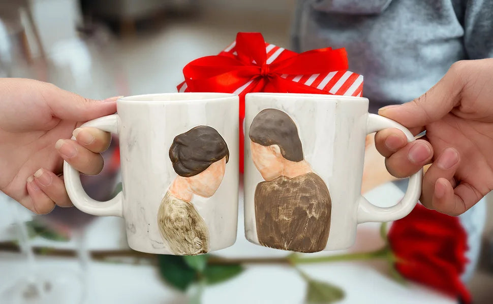 14 Oz Couple Coffee Mug Gifts Valentine Day Gift Ideas for Lovers Ceramic Couple Mugs Set Anniversary Wedding Engagement Gifts