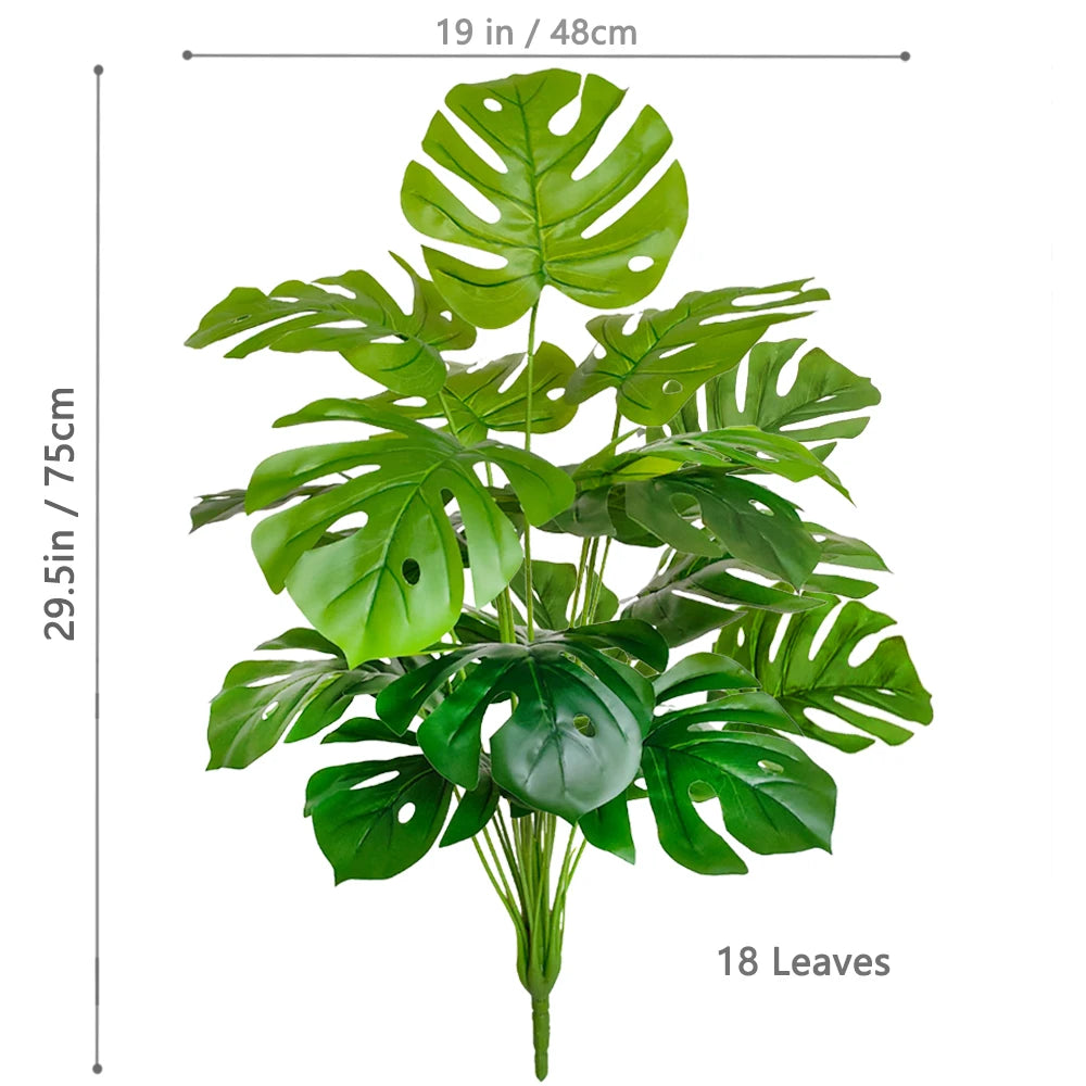 52-100cm(39.4in)  Artificial Monstera Plant Fake Palm Tree Plastic Turtle Leaf Green Plant for Home Garden Room Office Decor