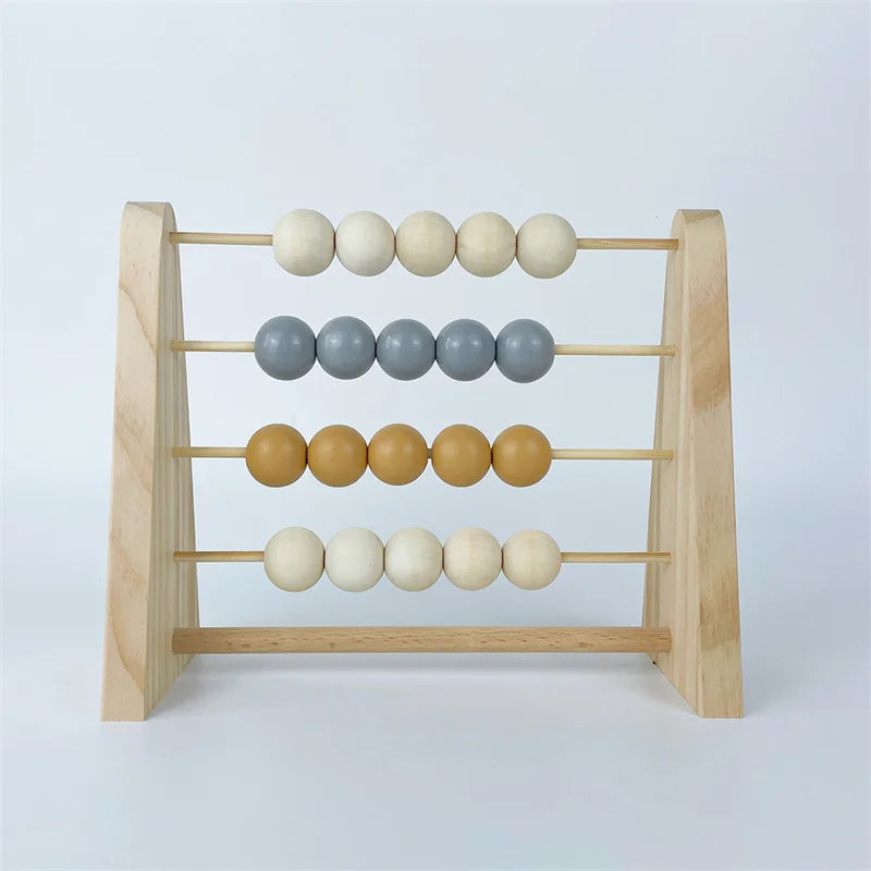 Natural Wooden Abacus With Beads Kids Room Desktop Decor Baby Early Learning Educational Toys Girl Boy Room Craft Ornament Gifts