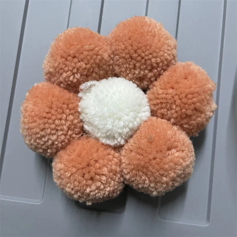 INS Boho Handmade Macrame Daisy Flower Pompom Pink Wall Decoration Nordic Yarn Sticker for Kids Room Nursery Decor Photo Props