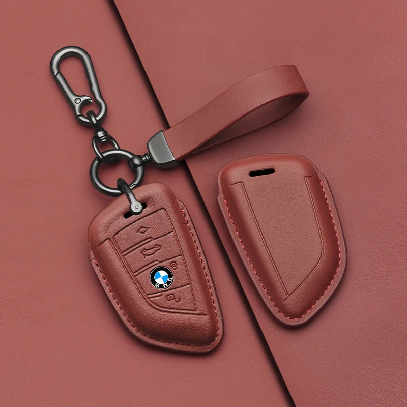 Leather Car Key Case Same color interior For BMW X1 X3 X4 X5 X6 F15 F16 G30 3 5 7 Series G11 F48 Accessories  Keychain