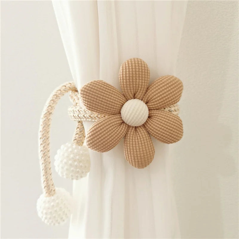 Flower pearl clasp Tieback Window Curtain Buckle Clip Kids Room Hanging Curtain Holders Tie Backs Curtain Accessories Home Decor