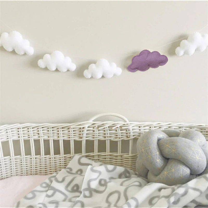 Nordic Felt Cloud Garlands String Wall Hanging Ornaments Baby Bed Kids Room Decoration Nursery Decor Photo Props Party Banner