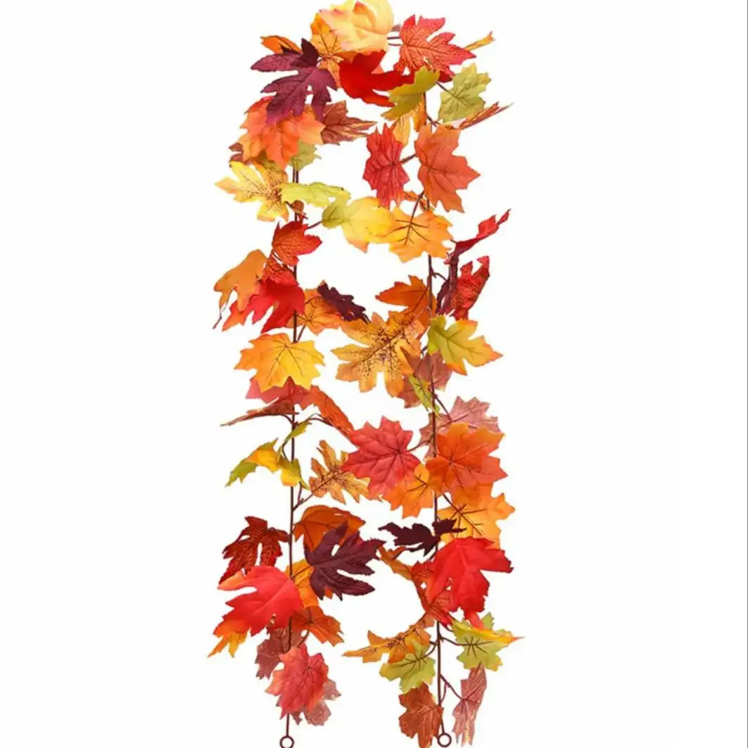 175-200cm Artificial Red Maple Leaf Vine Garland Outdoor Hanging Vine Leaf Arch Garden Thanksgiving Halloween Autumn Decoration